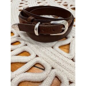 Vintage Orvis‎ Brown Leather Belt with Silver Hardware Sz 38